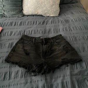 Black jean shorts